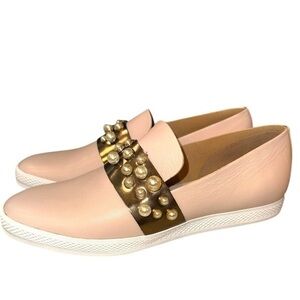 New ▶️ ALL BLACK ◀️  Pink Shimmer Pearl  Slip On Shoes. 38.5